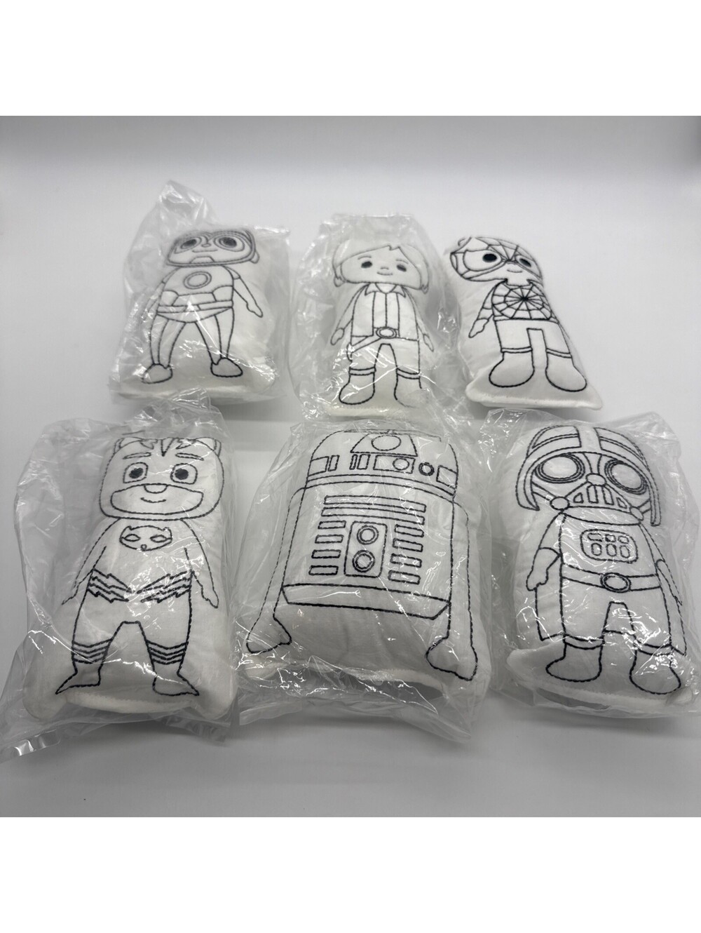 Color Your Own Plush Mini Pillow Craft Lot Star Wars Spider-Man PJ Masks